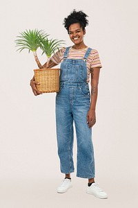 African American woman plant lover holding agave