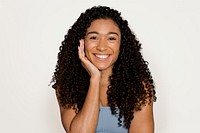 Beautiful African American woman, isolated on off white psd