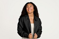 Women's short jacket mockup psd