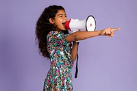 Little girl with megaphone shouting out message
