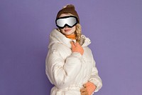 Woman wearing winter ski outfit