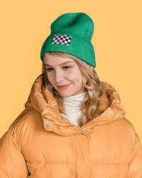 Funky jacket & beanie mockup, women's apparel psd