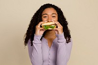 Woman enjoying a burger for lunch