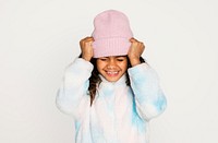 Cute girl in pink beanie