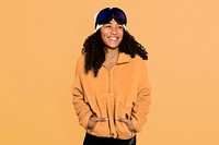 African American woman in ski winter outfit