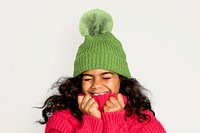 Kid's knitted beanie mockup psd