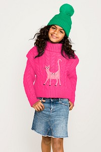 Cute African American girl in winter outfit