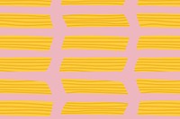 Penne pasta food pattern vector background in pink cute doodle style