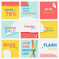 Instagram ad template vector for sale set