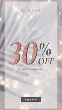 30% off sale template vector for social media story post