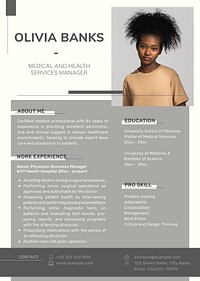 Clean resume editable template psd in brown with photo