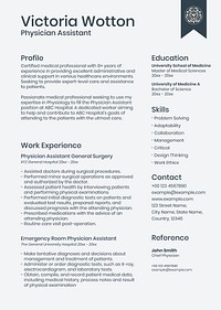 Editable resume template vector in clean design