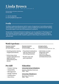 Minimal resume editable template vector in blue