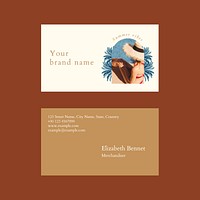 Summer business card template vector with tropical background