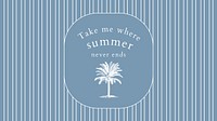 Editable summer banner template vector in blue tone