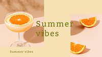 Summer vibes banner template vector with cocktail background