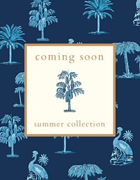 Summer shop flyer template psd in blue tone
