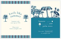 Blue summer flyer template psd tropical background
