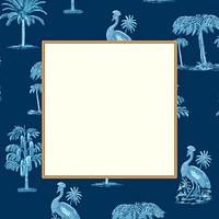 Beige frame vector on crane pattern background