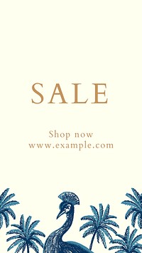 Editable tropical sale template vector for social media story