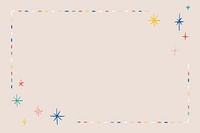 Colorful star frame psd on beige background