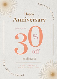 Anniversary sale poster template psd for social media post