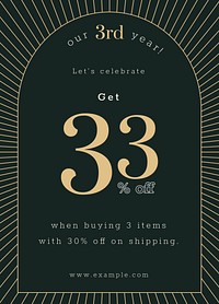 Art deco poster template psd for anniversary sale ad