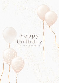 Birthday greeting card template psd in white gold tone