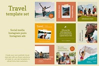 Travel agency template vector for social media ad set