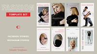 Editable fashion templates vector for social media stories