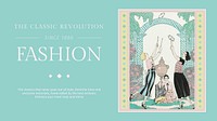 Editable vintage fashion template vector blog, remix from artworks by George Barbier