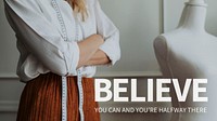 Believe presentation template vector fashion theme with editable text