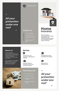 Home insurance brochure template vector with editable text