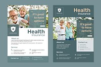 Health insurance template vector with editable text set