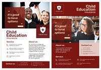 Education insurance poster template vector with editable text set