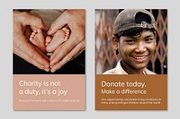 Children charity donation template vector for poster dual set