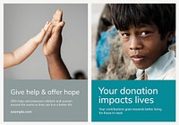 Children charity donation template vector for poster dual set