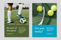 Sports marketing template vector motivational quote ad poster dual set