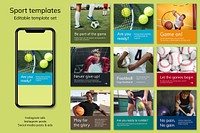 Sports marketing template vector motivational quote social media ad set