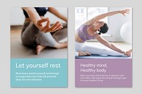 Yoga wellness marketing template vector for healthy lifestyle poster dual set