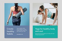 Yoga wellness marketing template vector for healthy lifestyle poster dual set