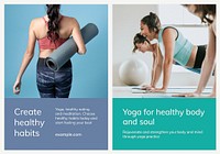 Yoga wellness marketing template vector for healthy lifestyle poster dual set