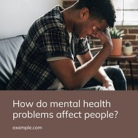 Mental health awareness template vector for support groups social media post