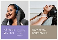 Various music advertising template vector for poster set