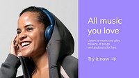 Music streaming service template vector presentation advertisement