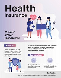 Health insurance template vector for flyer