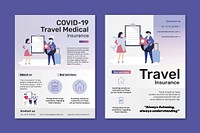 Flyer templates vector for COVID-19 travel medical and travel insurance