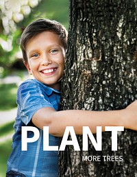 Environment template vector with child hugging plant