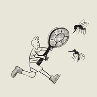 Electric mosquito swatter vector element preventing from insect bite healthcare doodle