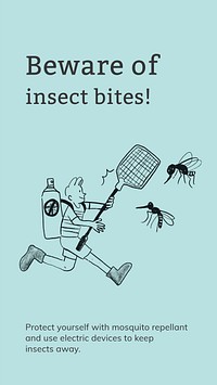 Insect bites template vector healthcare social media story